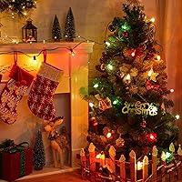 Vista 5 de Guirnalda de luces LED C7 multicolor, 25 pies C7 vintage de Navidad con 26 bombillas (1 repuesto), luces comerciales conectables para árbol