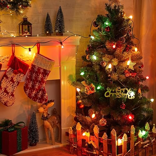 Miniatura 11 de 50FT C7 LED Christmas Lights, Outdoor Vintage String Lights with 52 Bulbs(2 Spare), Commercial Hanging Christmas Lights for Xmas Holidays Roofline