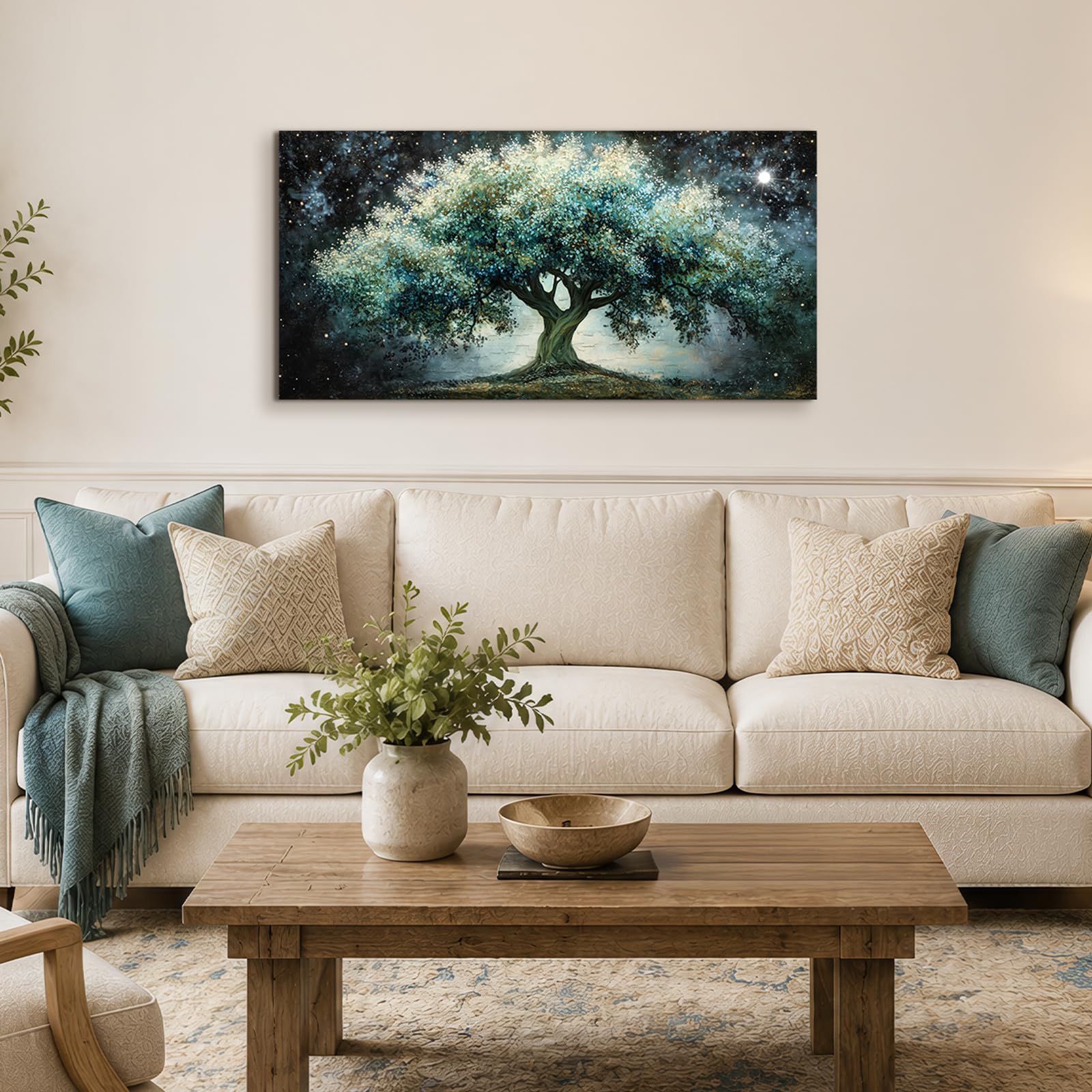 JHHUAMO Moderne Baum des Lebens Leinwand Bilder Wohnzimmer 50x100 cm | Lebensbaum Bild, Hochauflösender Druck, Stabiler Rahmen, Einfaches Aufhängen, Vielseitig Einsetzbar