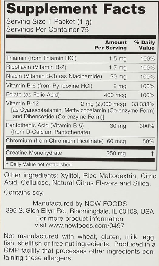 Now Foods B-12 Instant Energy Packets 75 Sobres miniatura 2