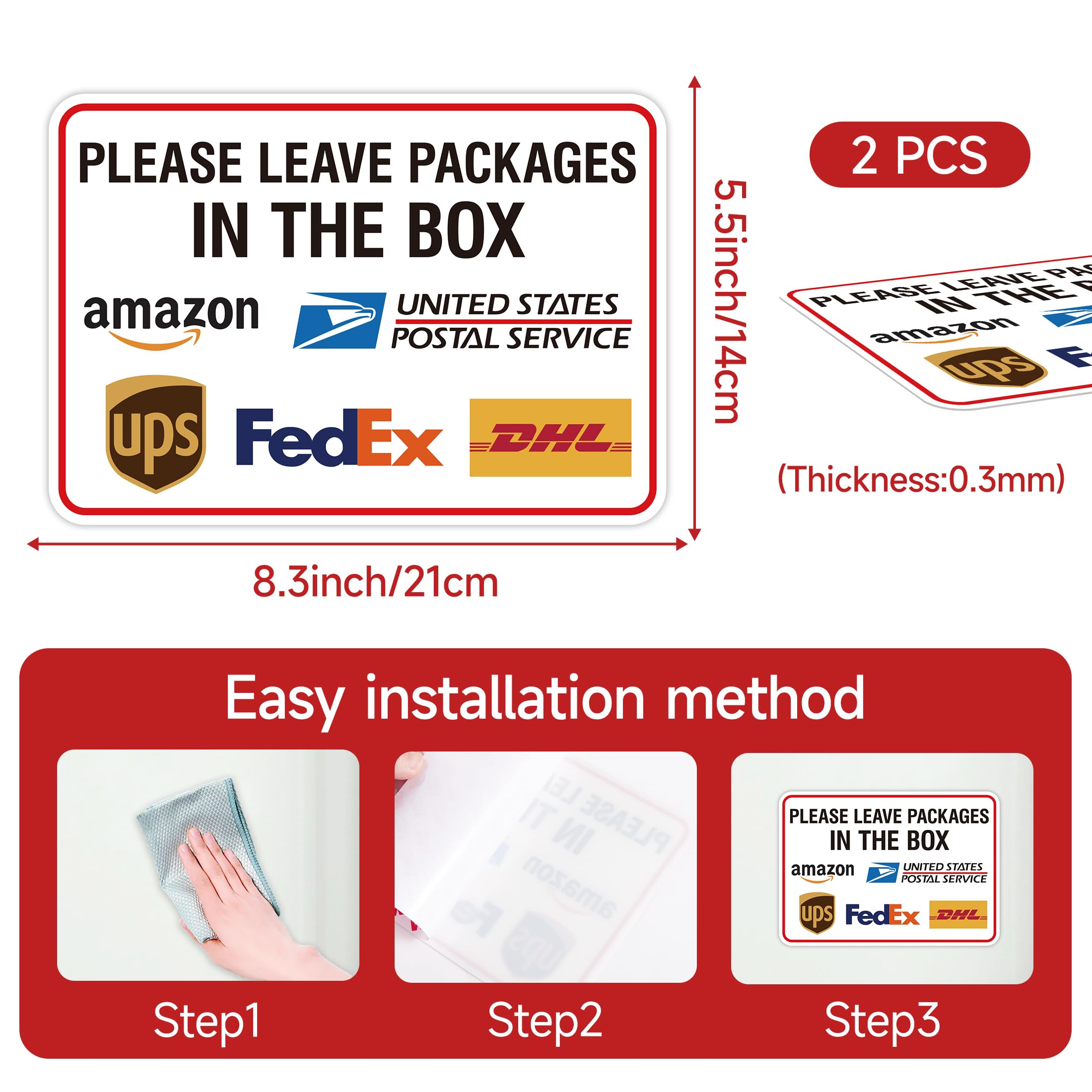 Znak "Please Leave Packages and Deliveries Here", samoprzylepne, odporne na warunki atmosferyczne znaki dostawy dla paczek, umieść paczki w pudełku do domu, biura, sklepu, pudełka, drzwi, 20 cm x 14