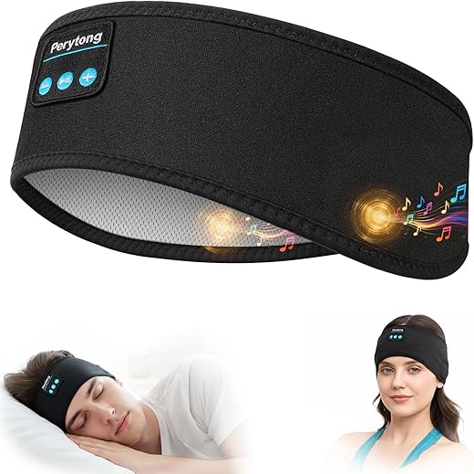 Perytong Sleep Headphones Wireless, Bluetooth Sports Headband Headphones with Ultra-Thin HD Stereo Speakers Perfect for Sleeping,Workout,Jogging,Yoga,Insomnia, Air Travel, Meditation (Black)
