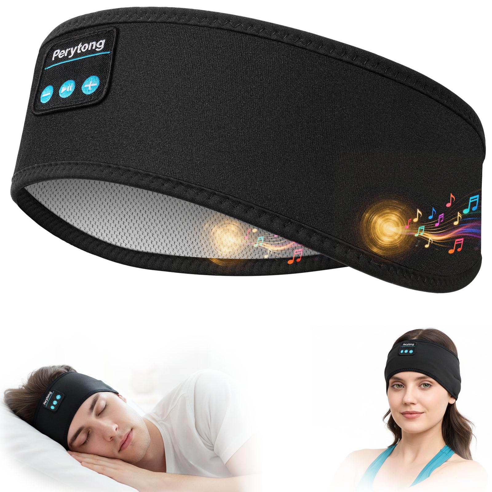 Perytong Sleep Headphones Sports Headphones with Speakers Perfect for Training, Jogging, Yoga, Insomnia, Side Sleepers