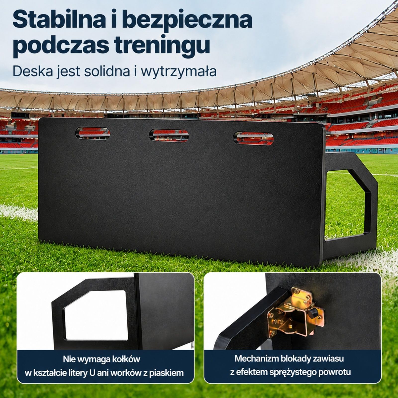 Przenośna tablica do odbijania piłki nożnej ze ścianką i 2 kątami do podań oraz strzałów