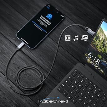 KabelDirekt – USB C Cable for Fast Charging – 1.5m, 60W