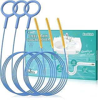 EastLink 50 Inch Extra-Long Drain Snake 3 Pack, Reusable Sink Snake with Easy-Rinse Barbed Tip, Anti-Break Flexible Steel Drain Clog Remover with Nylon Layer, Ideal for Bathroom, Shower and Bathtub