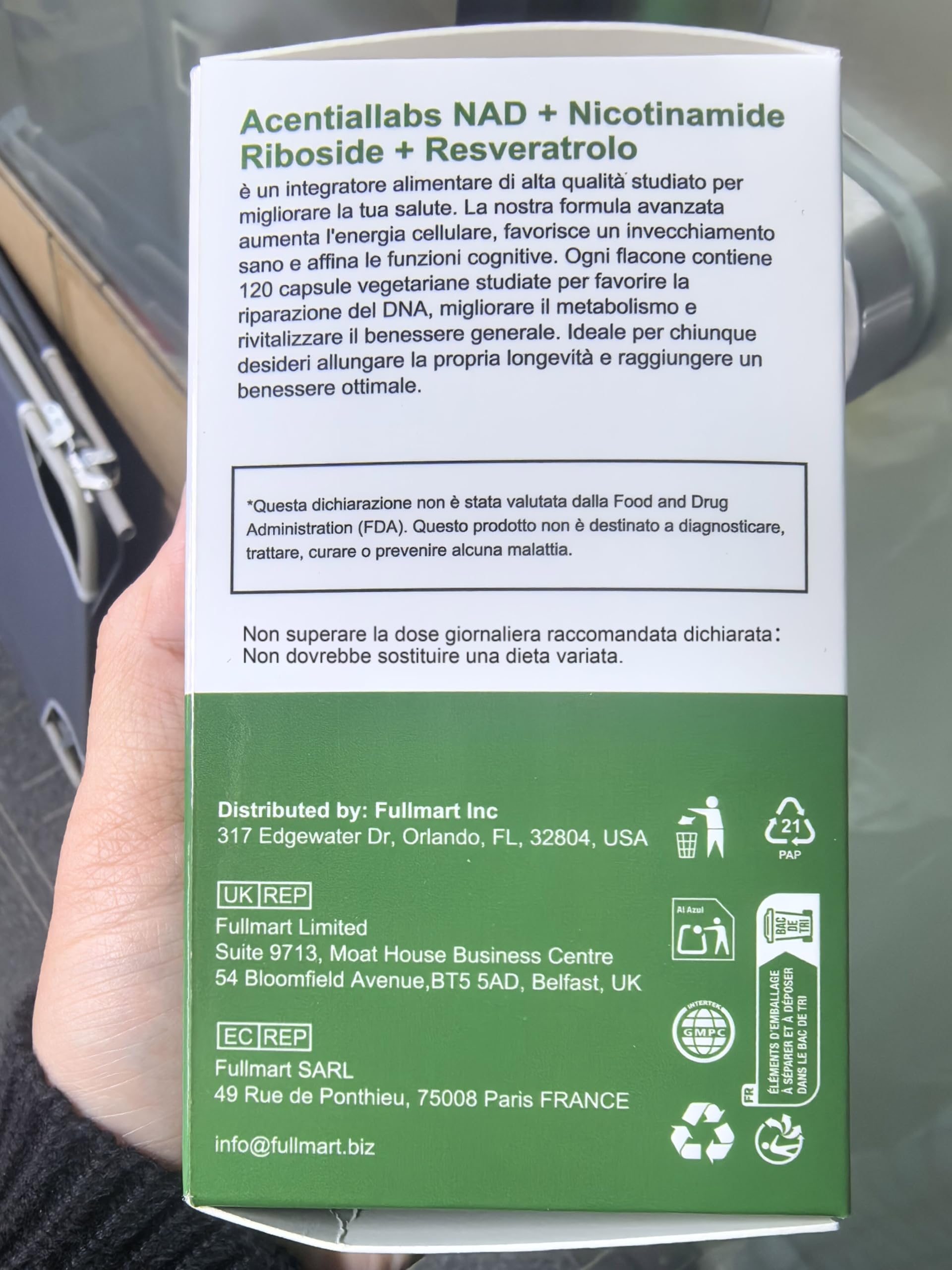 NAD+ Supplement, 900 MG NAD+ Resveratrol, Nicotinamide Riboside & Quercetin for Men and Women, 120 Capsules