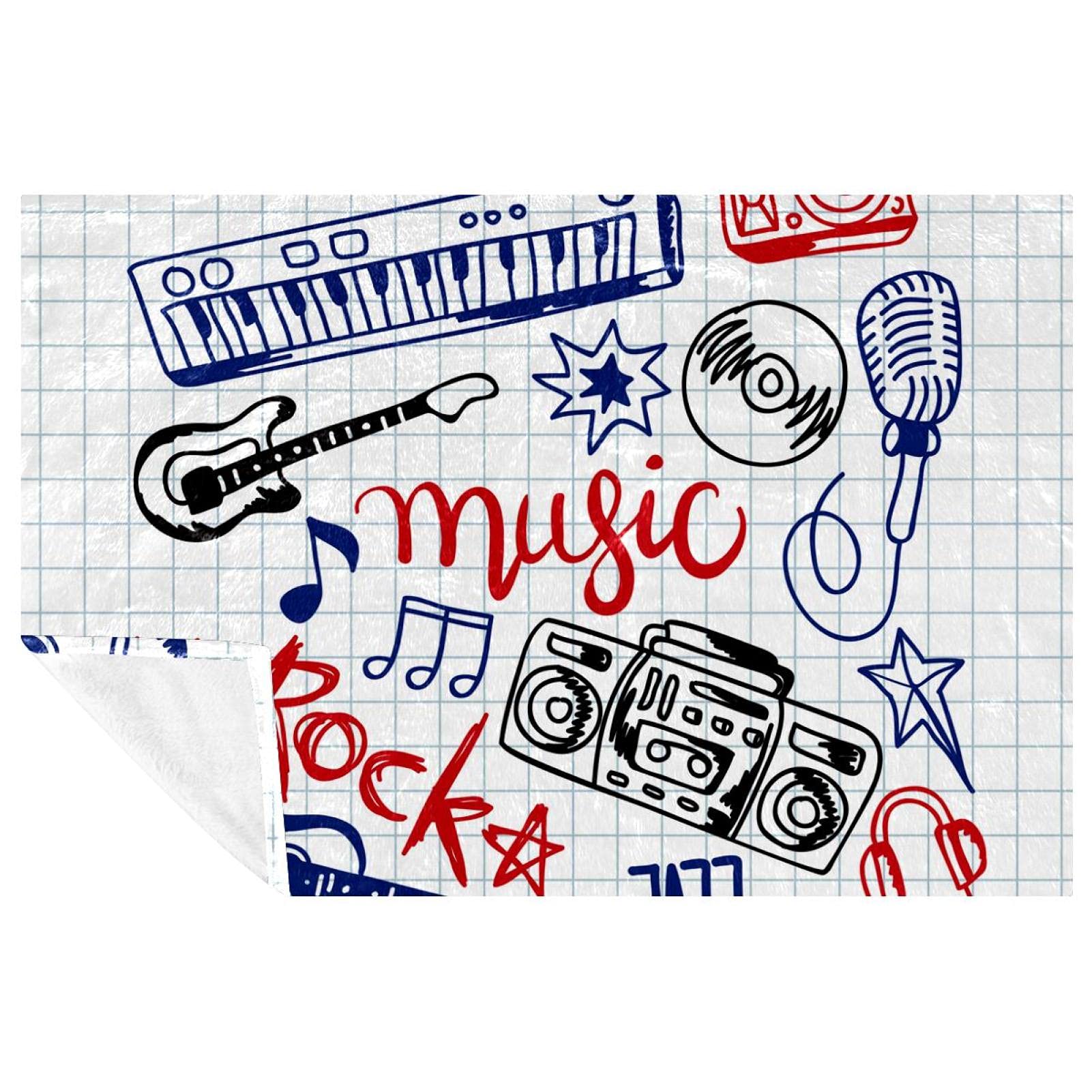 Couverture chaude et isolante à imprimé musical pour nuits fraîches