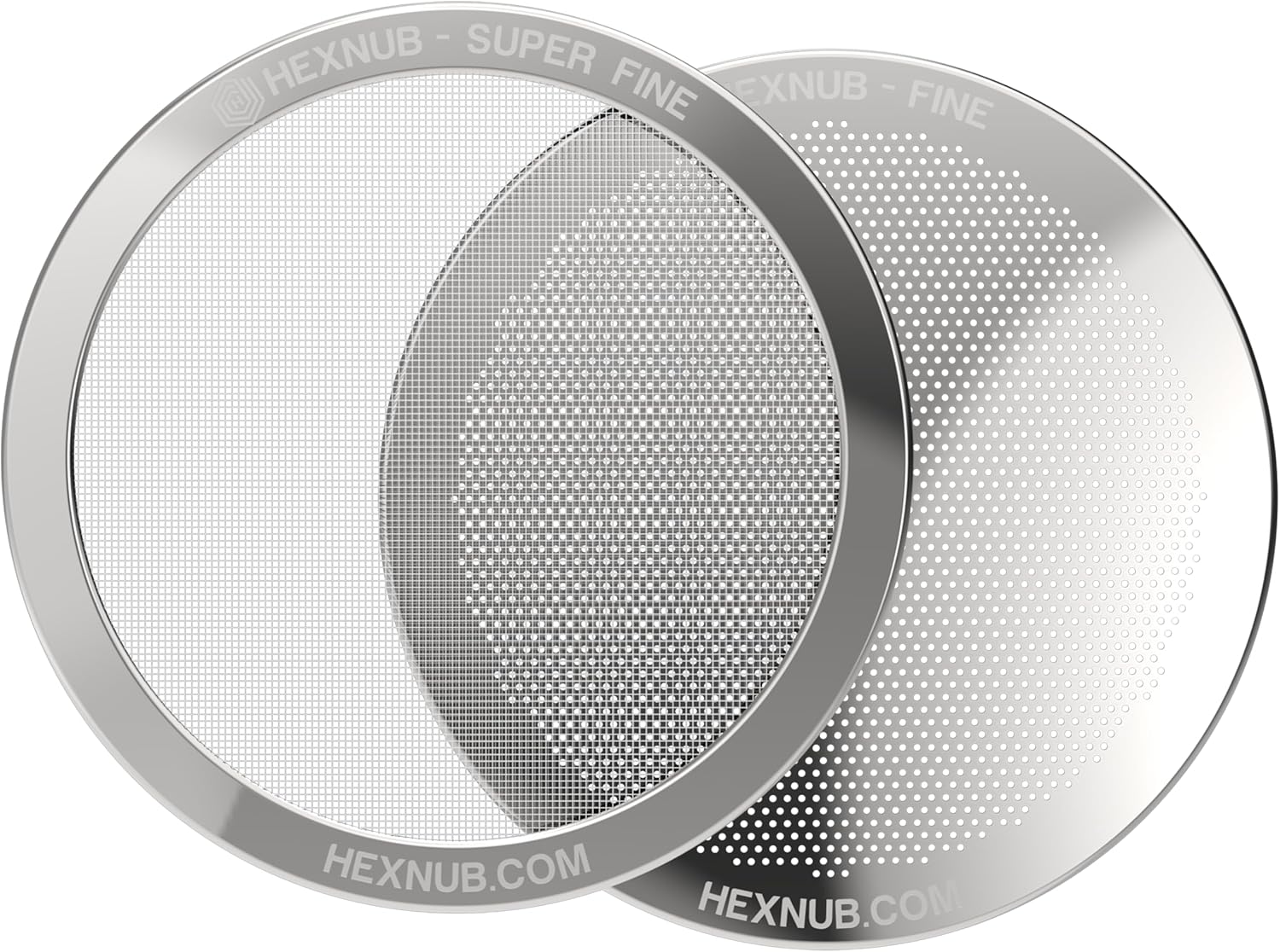 Product image of HEXNUB - Reusable Metal Filters for AeroPress Coffee Maker, Stainless Steel Filter Fits AeroPress Original & Go Cafe Press, Fuller Bodied Coffee Than Paper Filters - SILVER 2-PACK