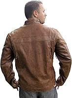 Vista 2 de Chaqueta de moto retro marrón Buffalo Hide Cafe Racer para hombre