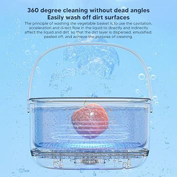 360 Degree Ultrasonic Fruit and Vegetable Washing Machine Cleaner for Home Kitchen - Food Purifier Device Removes Pesticides from Produce and Meats