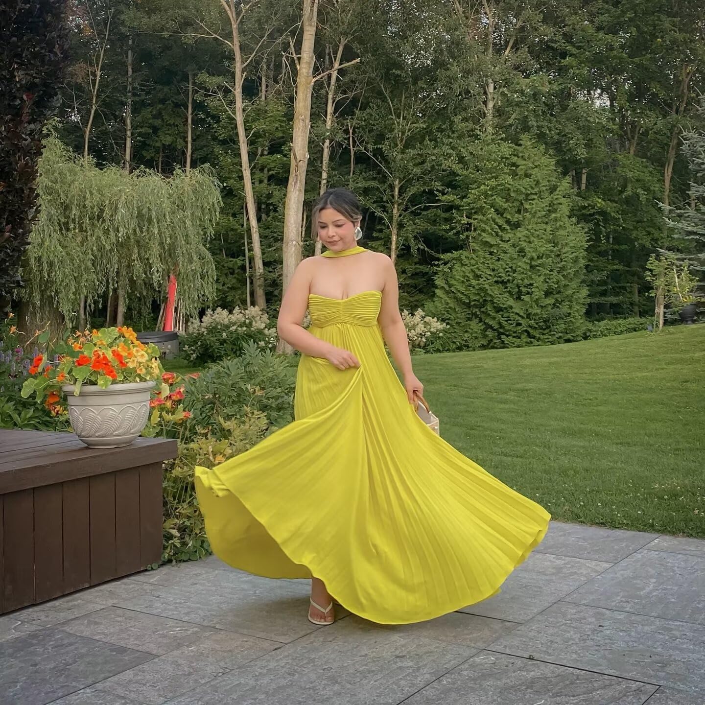 Flowy Chiffon Bridesmaid Dress with Scarf Strapless Formal Evening Dresses ZHY001