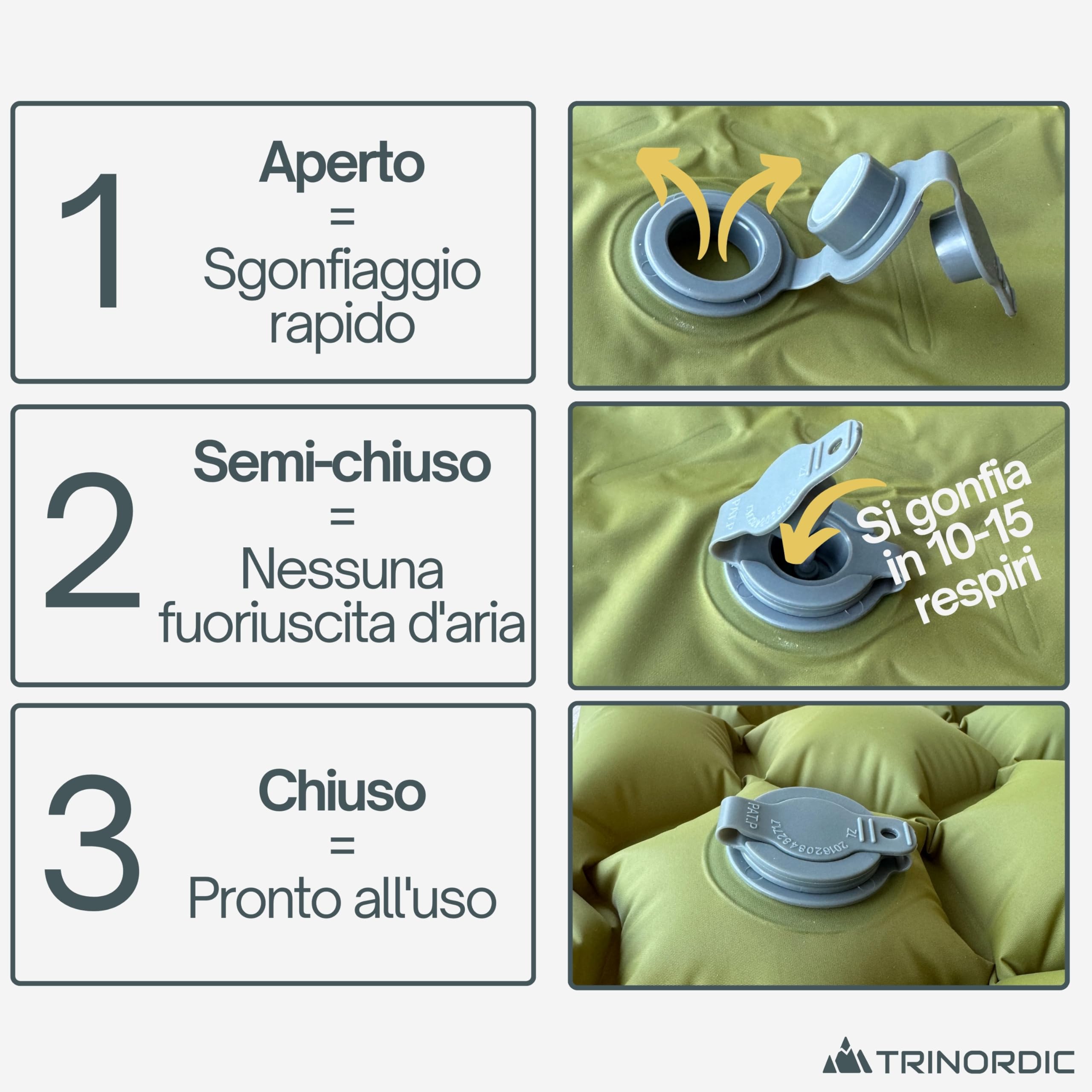 Trinordic, Materassino da campeggio singolo ultra leggero e gonfiabile, con cuscino, per dormire, pieghevole, leggero, portatile, per viaggi con zaino in spalla, escursionismo e viaggi