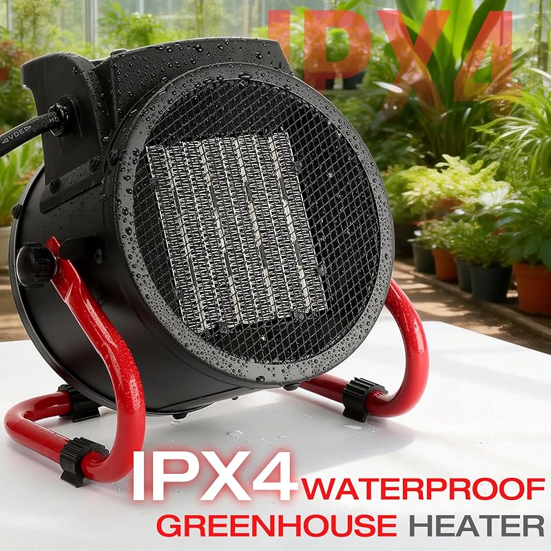 Greenhouse Heater with Digital Thermostat 1500W Grow Tent Heater (Red) image 3
