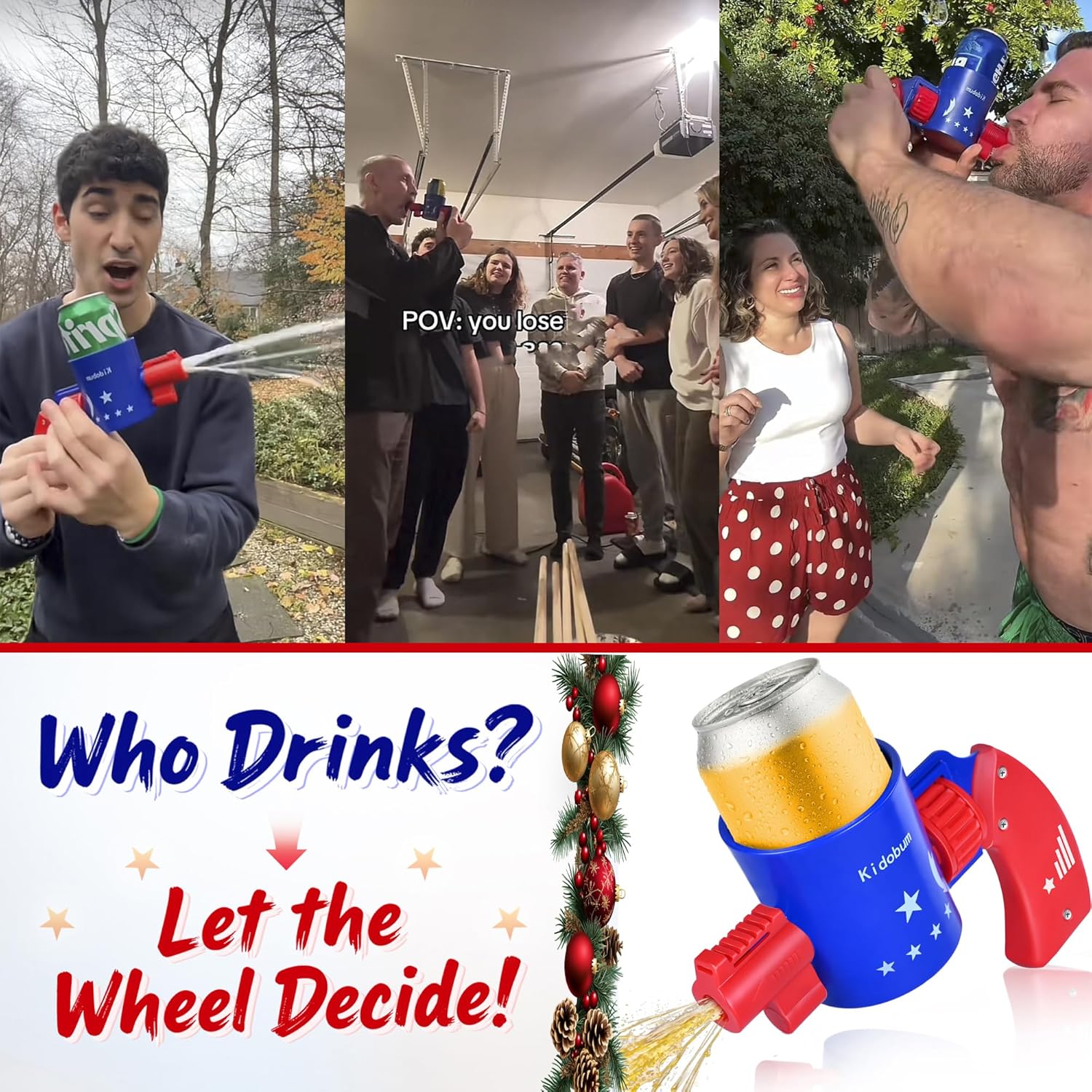 Upgraded 2Pcs Party Drinking Games, Thrilling Twist & Pass Party Fun with Surprise Spray, Randomized Wheel Adult Family Game for Golf Course, Beach, Bachelor Party, BBQ or White Elephant