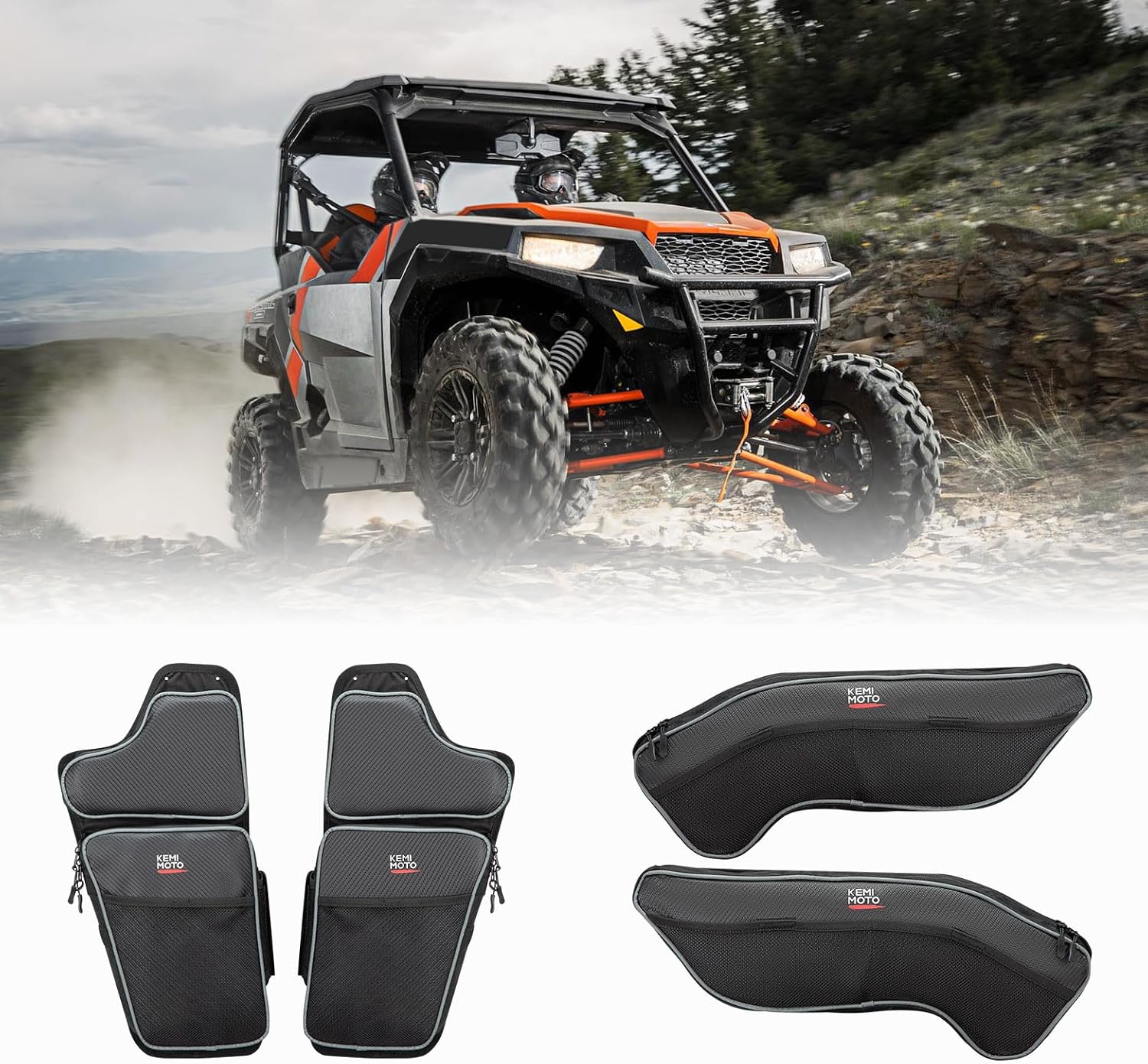 KEMIMOTO UTV Front Door Bags Compatible with Polaris General 1000/4 1000/XP 1000/ XP 4 1000 2016-2024
