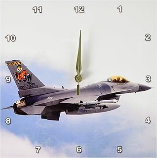 3dRose F-16 Jet Aircraft Wall Clock, 10 by 10-Inch