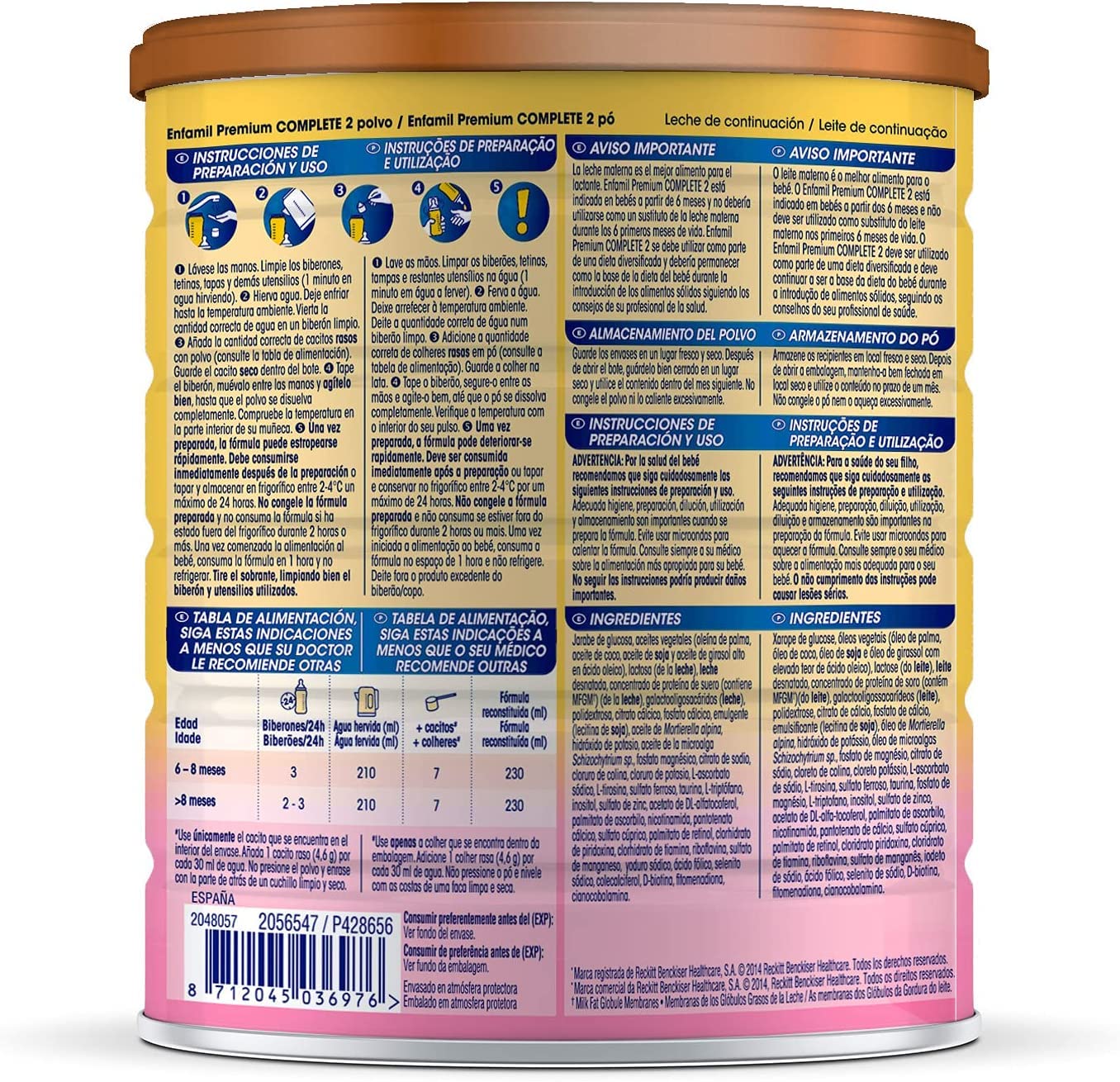 Enfamil Premium Complete 2 - Leche Infantil De Continuación Para Lactantes Bebés De 6 A 12 Meses - 800 g — view 8