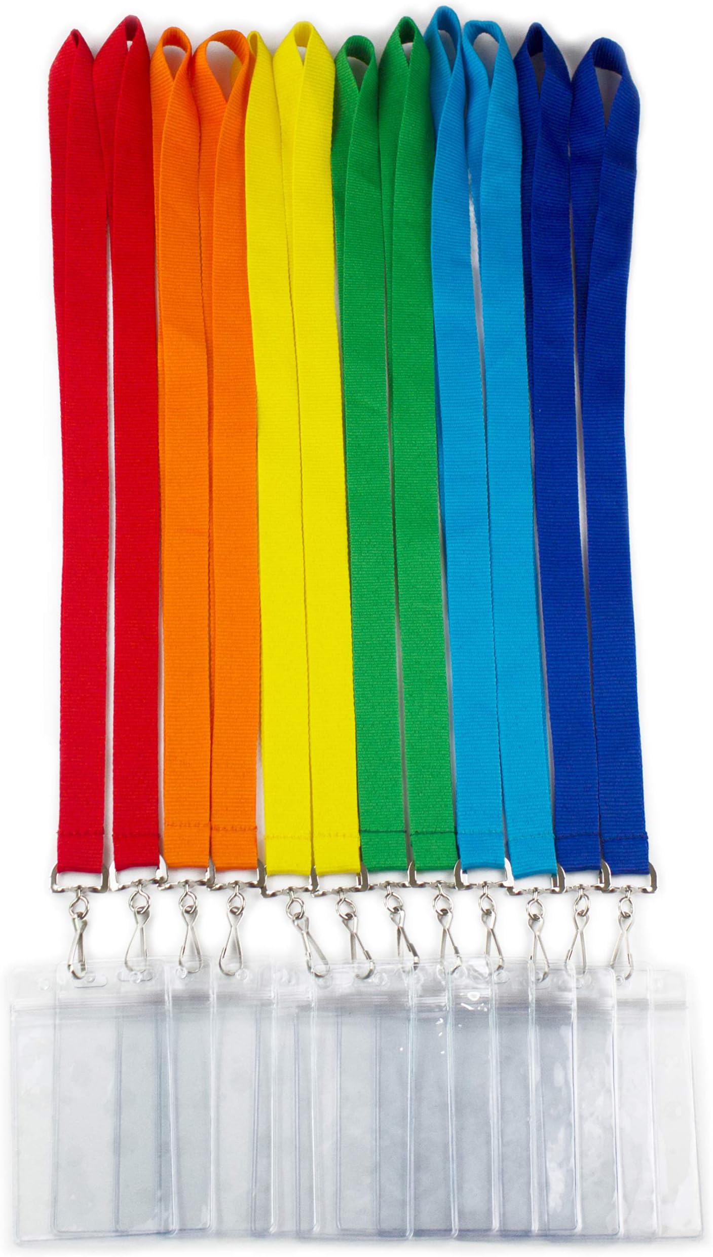 12 Pack Cruise Lanyard with Waterproof ID Card Holder, Colorful Solid Color Durable Lanyard with Badge ID Holder for Badge Card and Carnival Sail (Assorted Rainbow 6 Colors, 12 Pack)