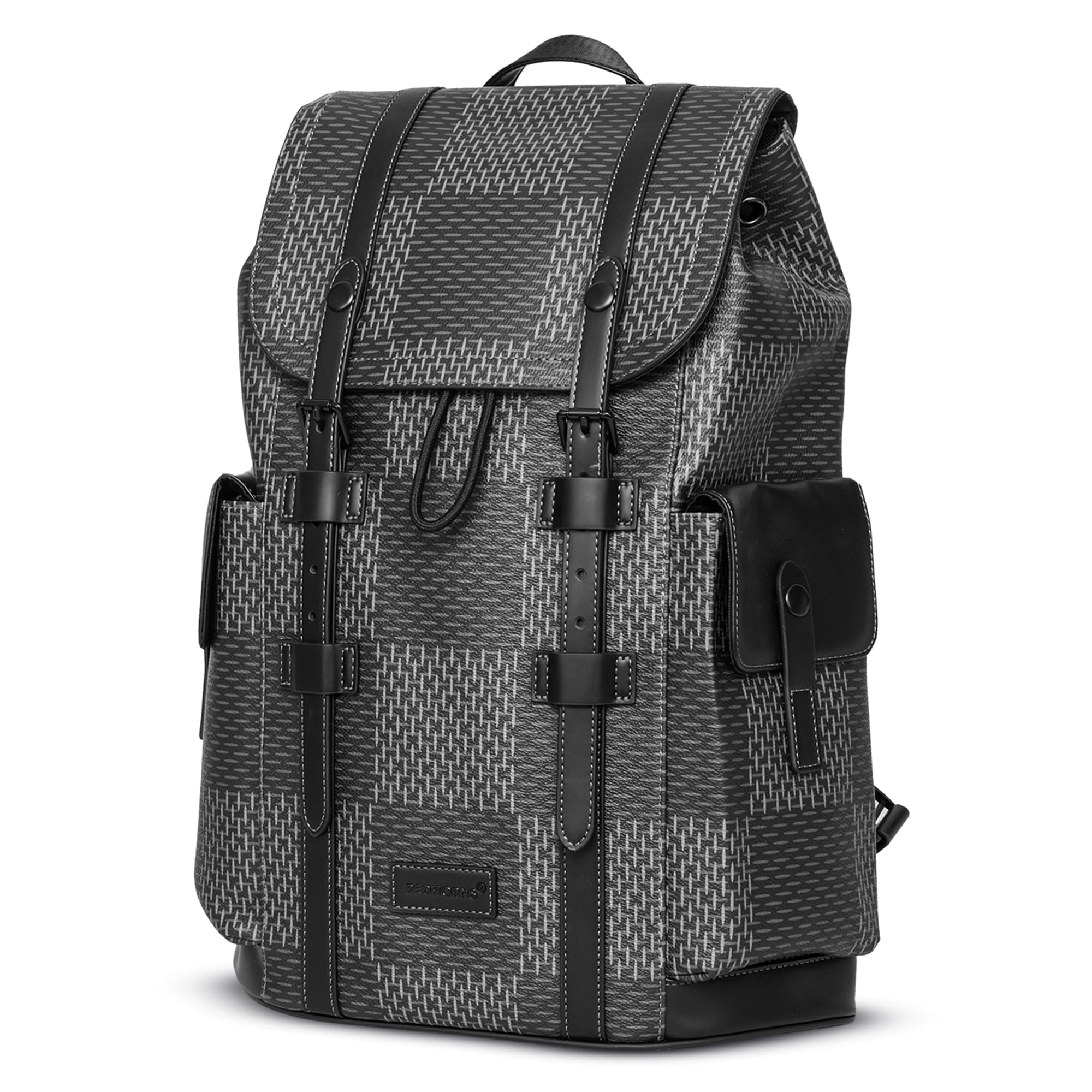 redhorns Water Resistant Pemium Laptop Backpack for Men and Women, PU Leather 25L Backpack for Business Travel, Top Open Office Backpack with Trolley Sleeve (BP2808M-Grey)-picture-36