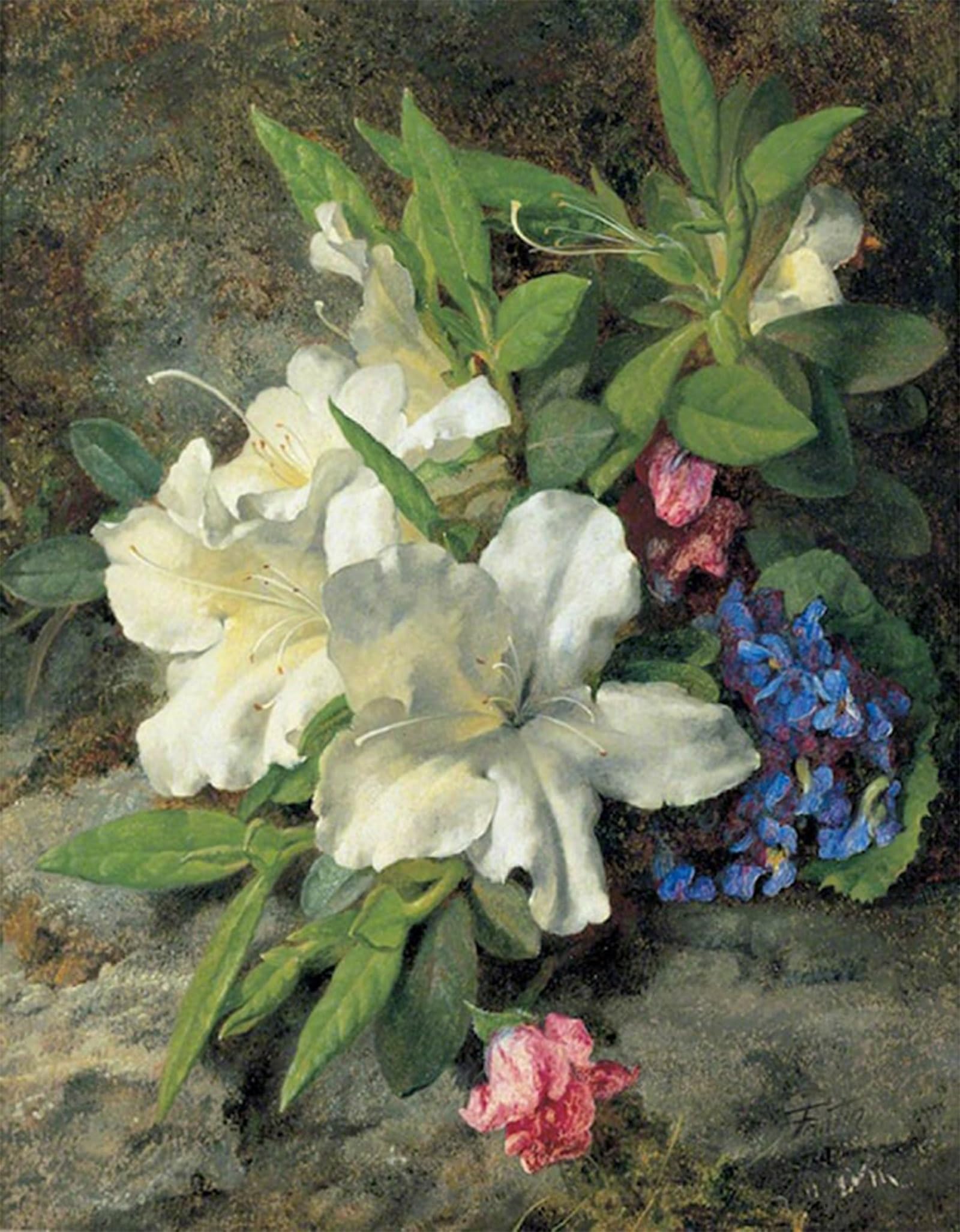 POSTERIIk Vintage Print Pop Art Landscape Artwork White Azaleas Henri Fantin-latour Art Prints for Office Home Decor 60x90cm