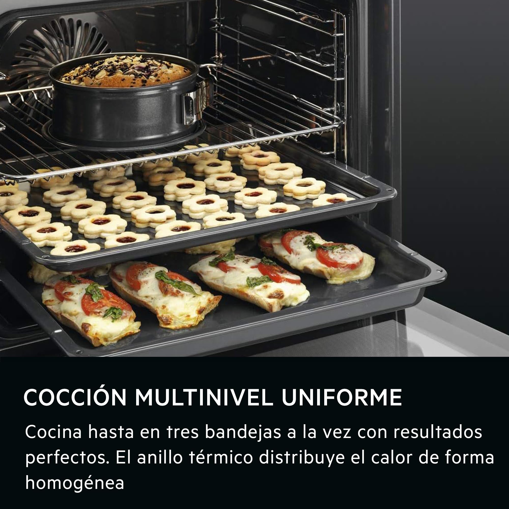 AEG BEK435120W – Horno Multifunción SurroundCook WhiteLine, 9 Funciones, Limpieza AquaClean, Pantalla Táctil, Mandos Escamoteables, Carriles Telescópicos 1 Nivel, Blanco, Clase A+