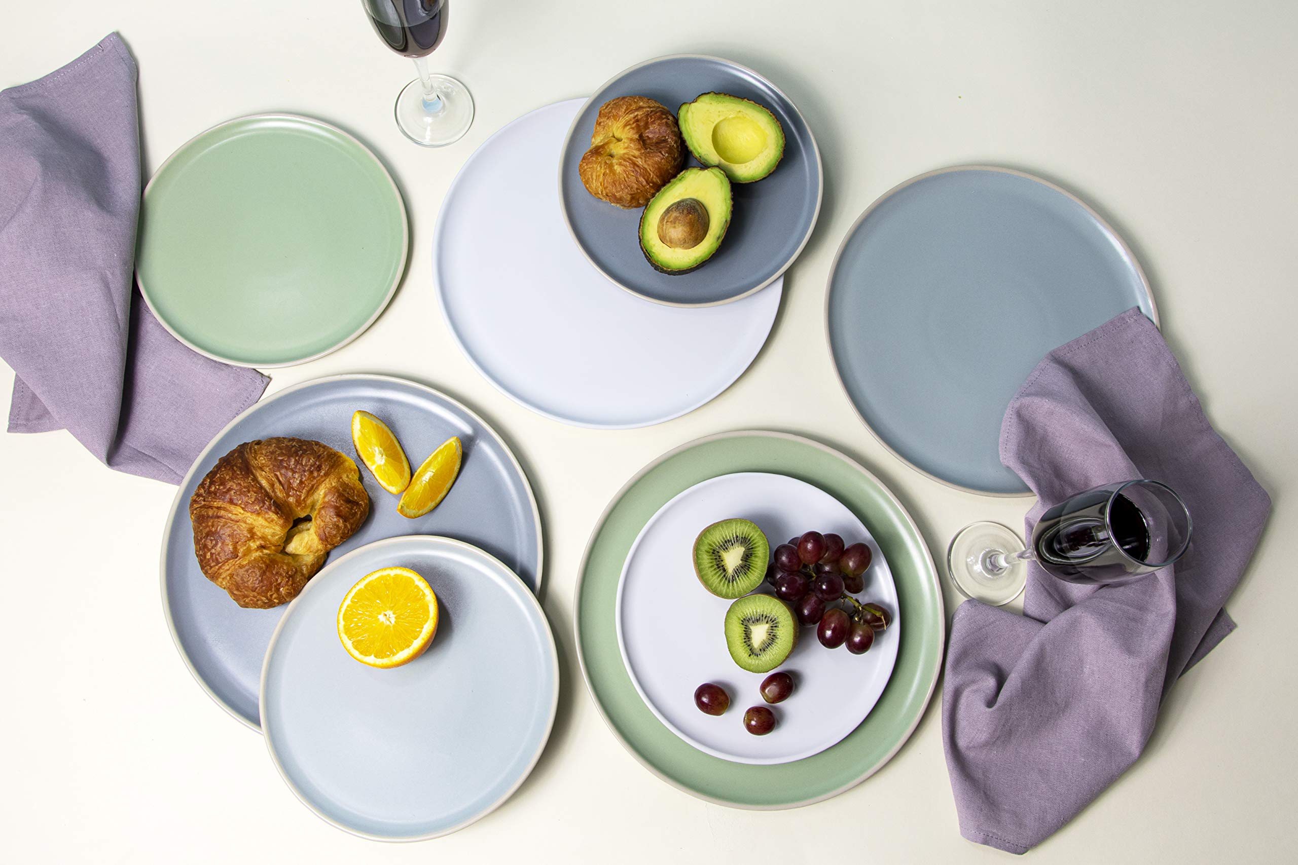 Amazon.com | KooK Salad Plates, Ceramic Make, Blue, 8 inch, Set of