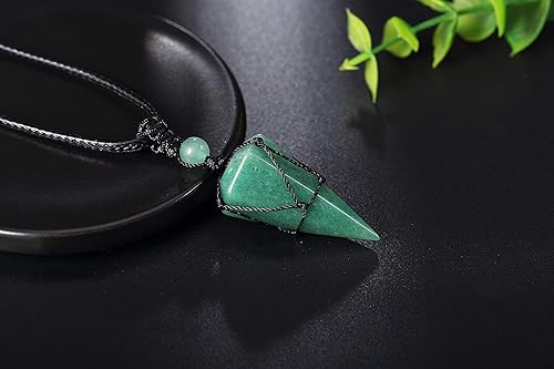 Miniatura 5 de XIANNVXI Collar con dije de piedra puntiaguda de cristal curativo, cuerda negra ajustable, piedra preciosa natural, joyería para hombres y mujeres