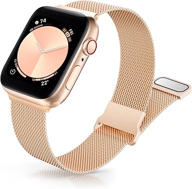 Amazon.com: Correa magnética de acero inoxidable compatible con Apple Watch  Band de 1.496 in, 1.575 in, 1.614 in, 1.654 in, 1.732 in, 1.772 in, correa  de malla ajustable, pulsera milanesa de metal