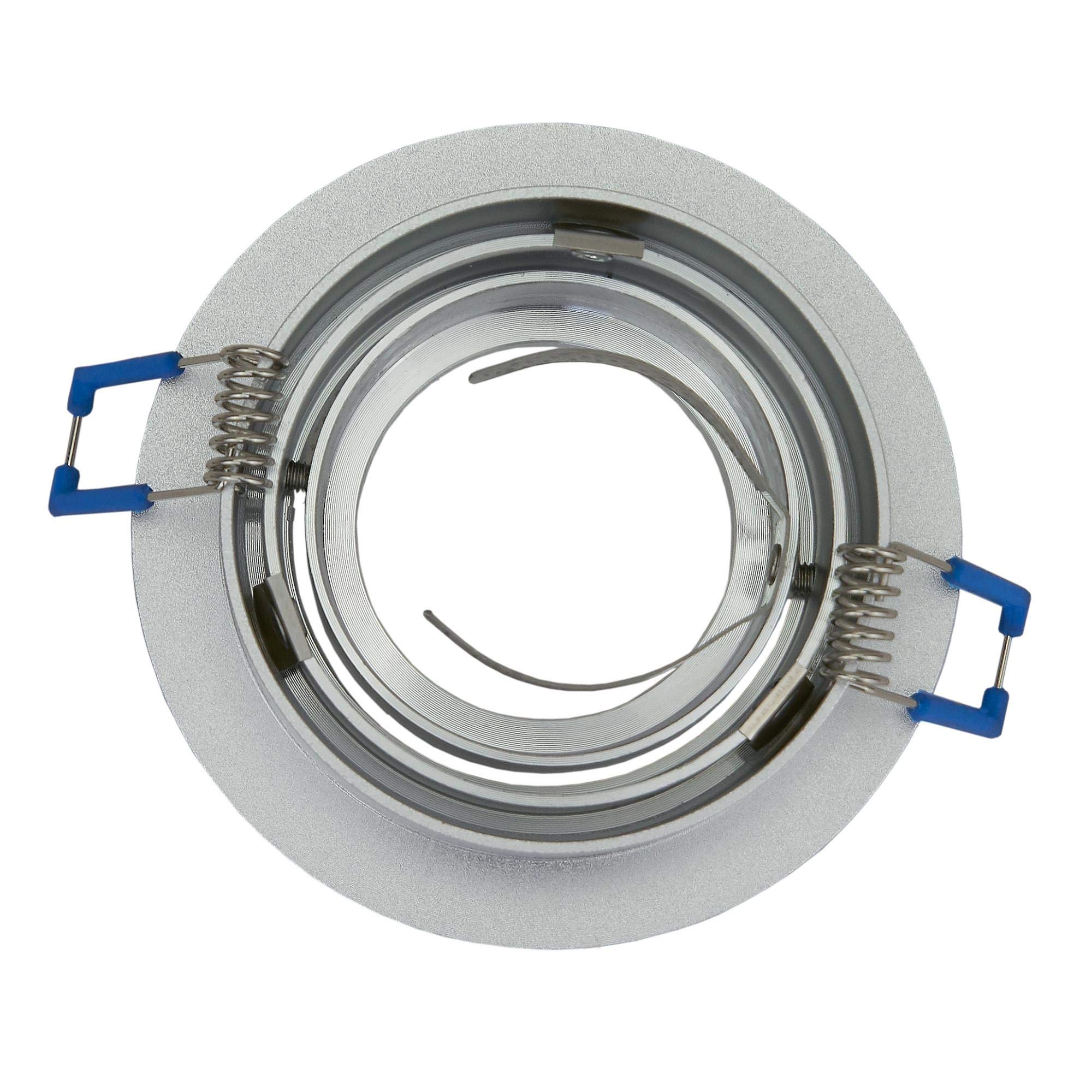 12x Einbaurahmen Set Edelstahl gebürstet rund für Einbaustrahler aus Glas - Rahmen für GU10 MR16 Leuchtmittel - 80mm Bohrloch Deckenstrahler Strahler Einbauspot Einbauleuchte