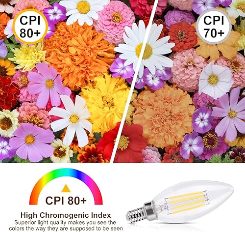 Miniatura 5 de KINUR Bombillas LED para candelabro E12 de 4 W (equivalente a 40 vatios), bombillas LED para candelabro, 5000 K, B11, color blanco suave, bombilla