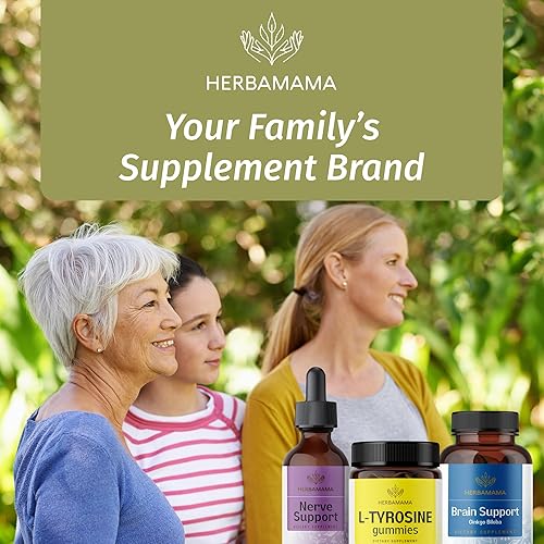 Miniatura 8 de HERBAMAMA Gomitas de L-tirosina – 1000 mg de L-tirosina para apoyo a la claridad cerebral – Suplemento de energía y enfoque vegano, sin OMG – 90