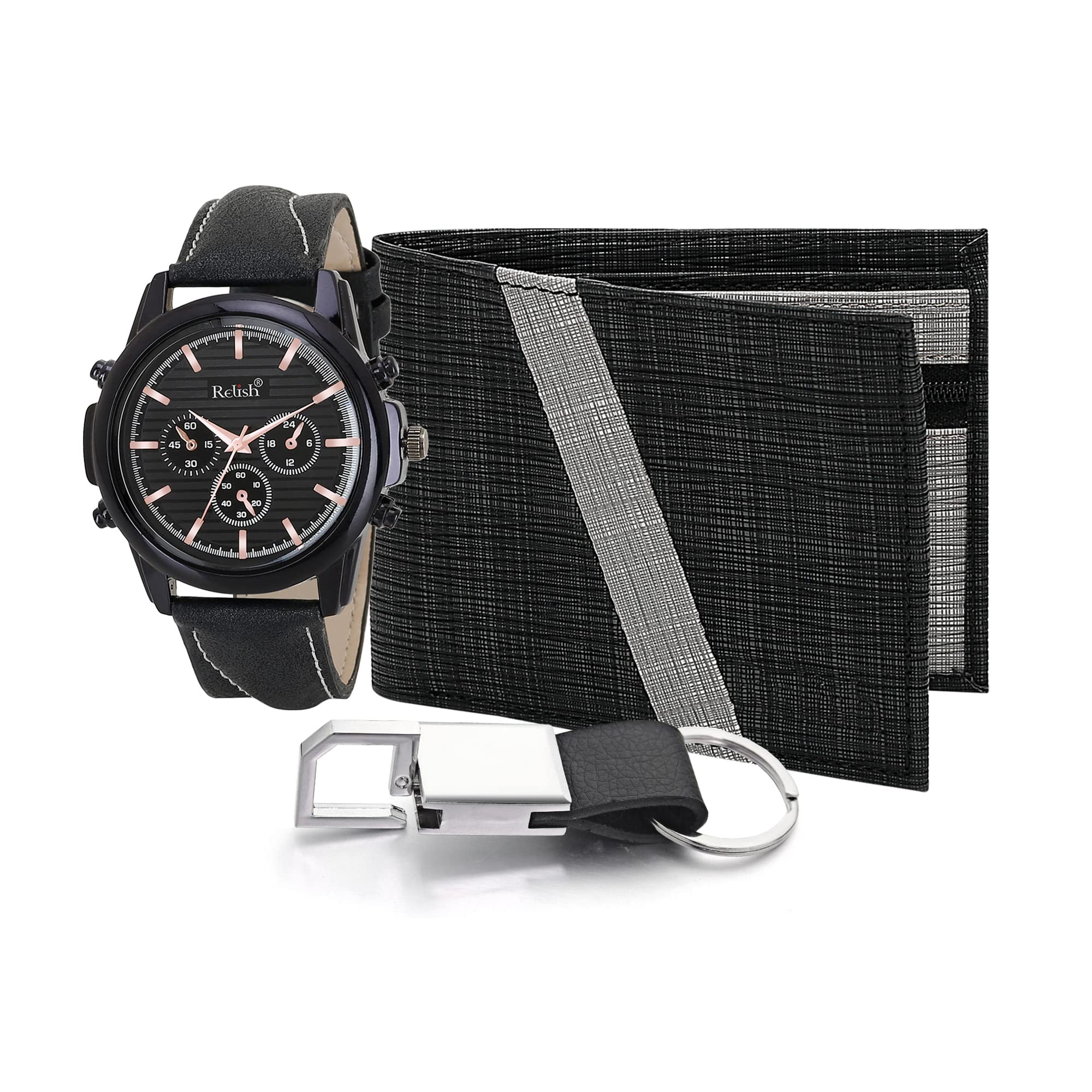 Relish Analog Watch, PU Leather Wallet and Keychain Combo Pack for Mens | Diwali Gifts for Mens, Brother, Husband,Boys. (B0BCWS3XD2) Amazon Price History, Amazon Price Tracker