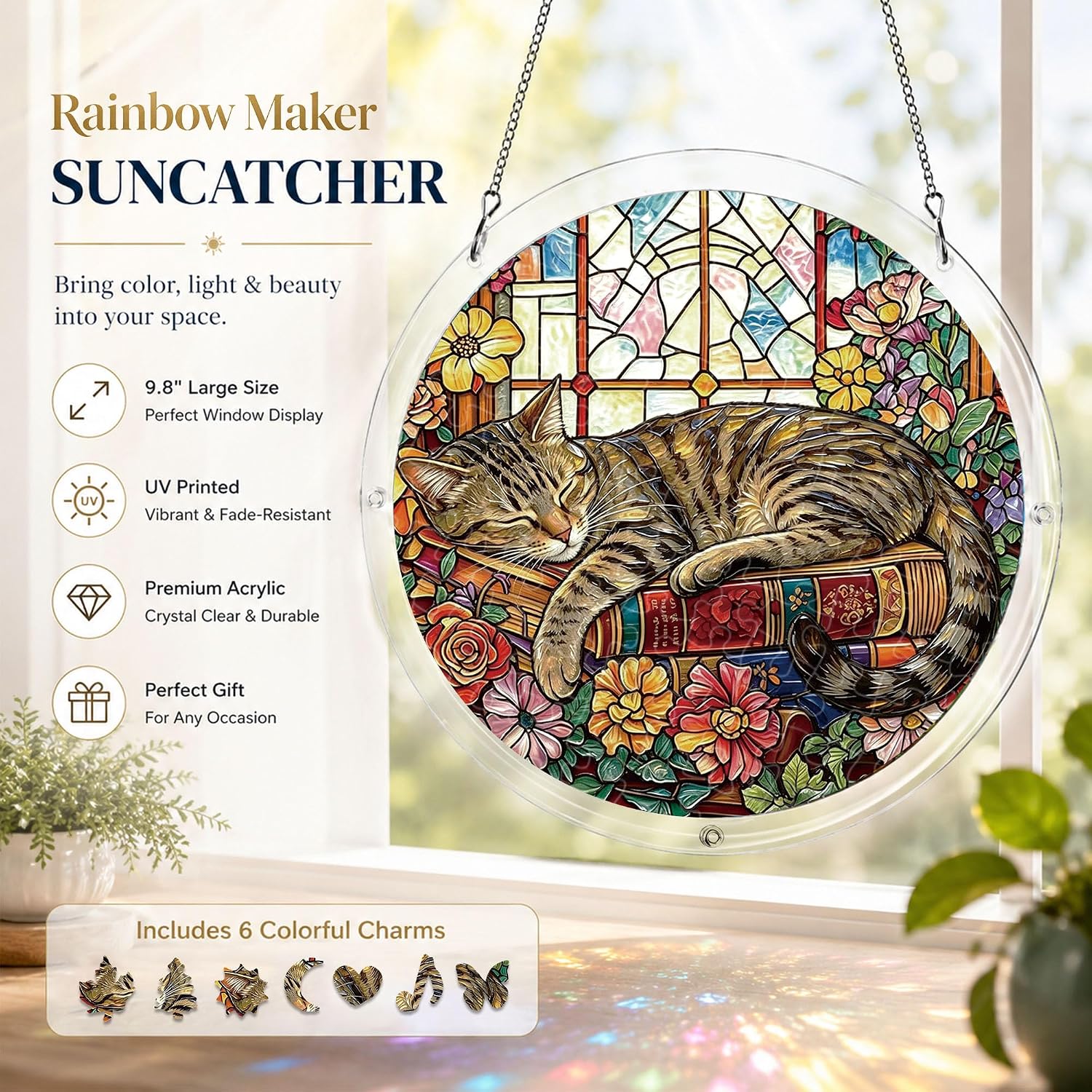 Cat Stained Glass Acrylic Puzzle Sun Catcher image 2