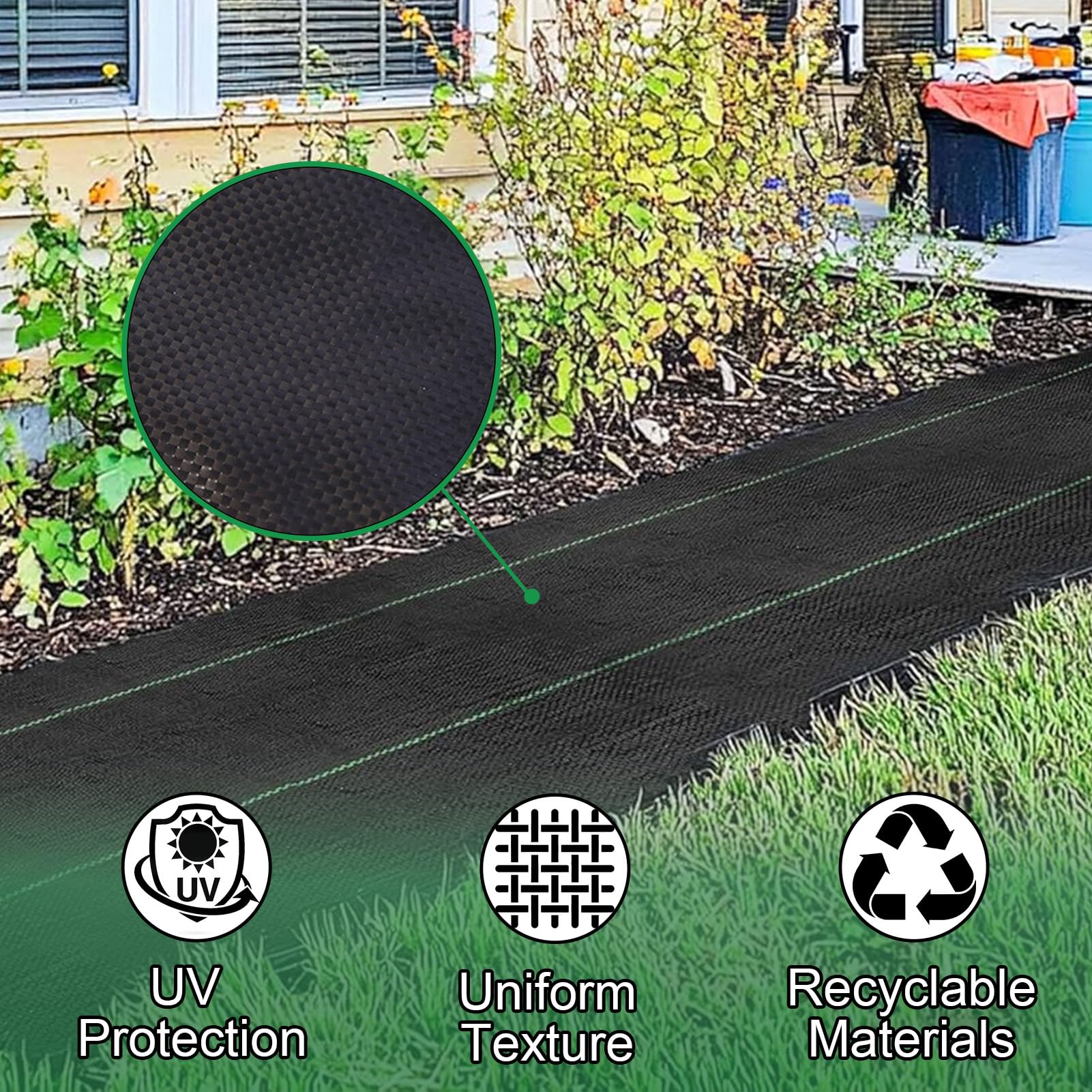Włóknina ogrodowa do chwastów, 5 m x 5 m, przepuszczająca wodę, folia przeciw chwastom, 90 g/m², odporna na rozerwanie, wysoka stabilizacja UV (5 m x 5 m = 25 m²)
