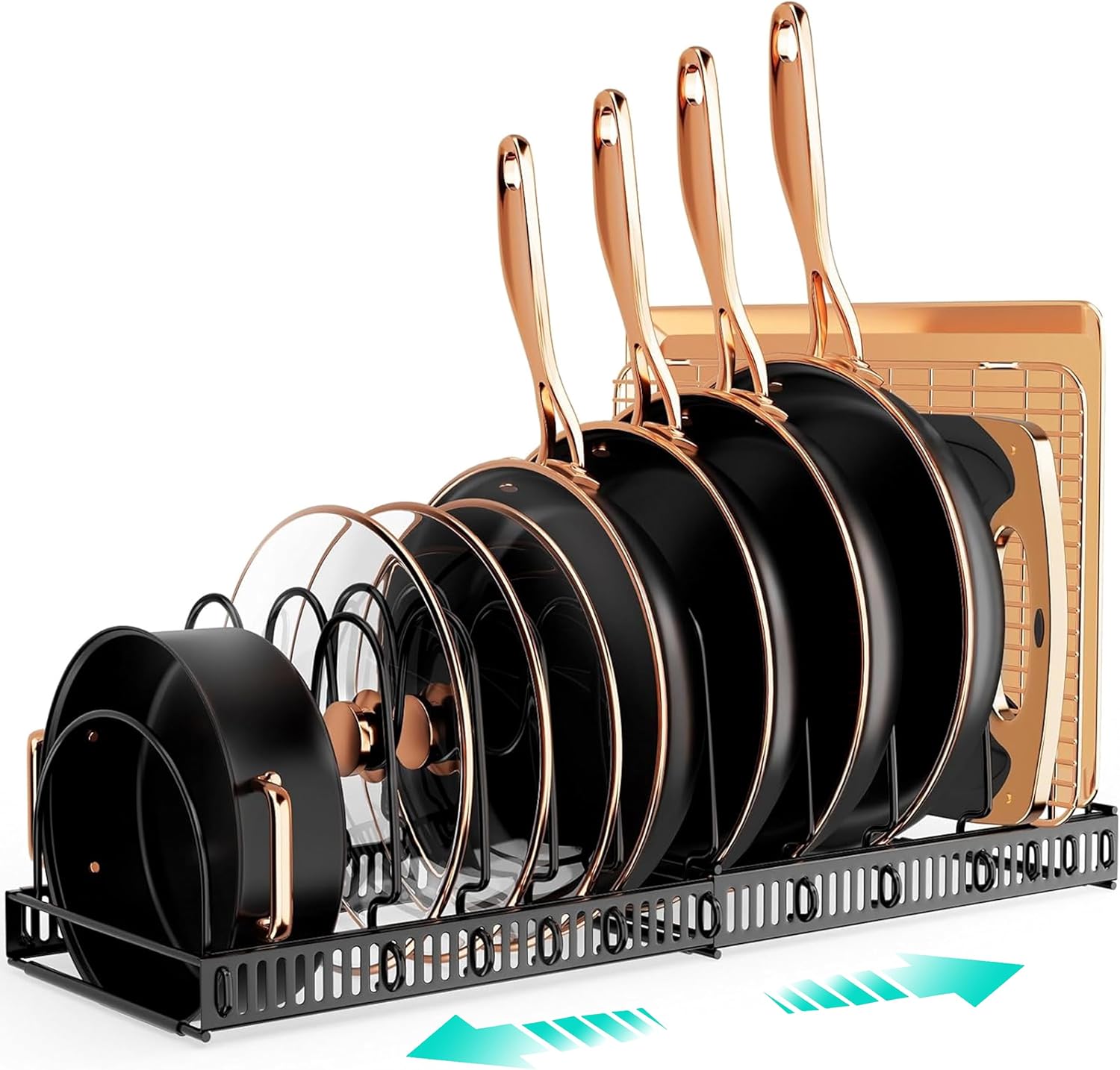 Adjustable Kitchen Pot and Pan Organizer Rack for Cabinets