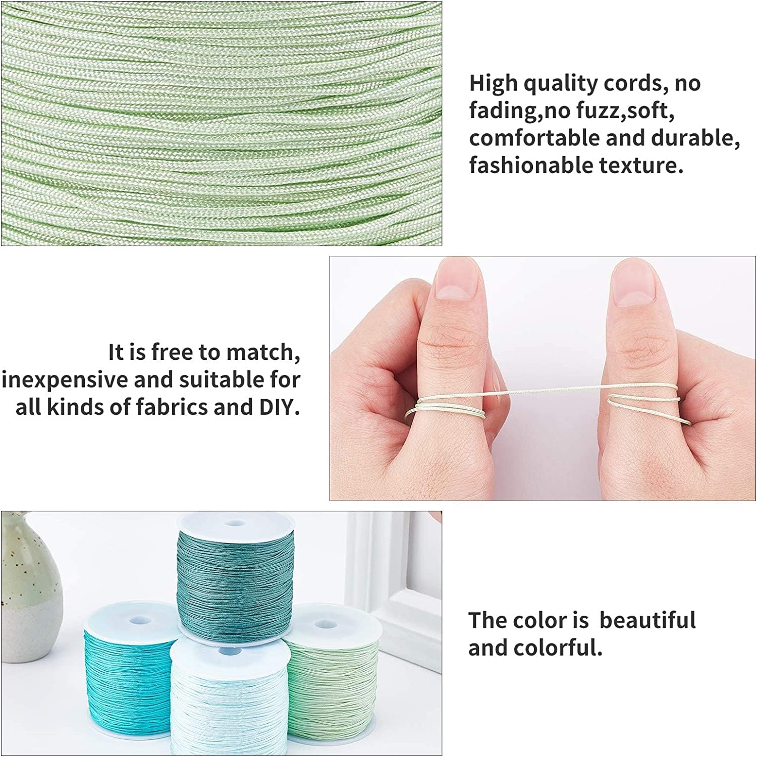 PH PandaHall Blue Nylon Thread 0.8mm 436 Yards Bracelet String Beading Cord Knotting Cord Kumihimo Macrame Thread for Friendship Bracelet Beach Surfer Necklace Christmas Tree Ornament - Image 6