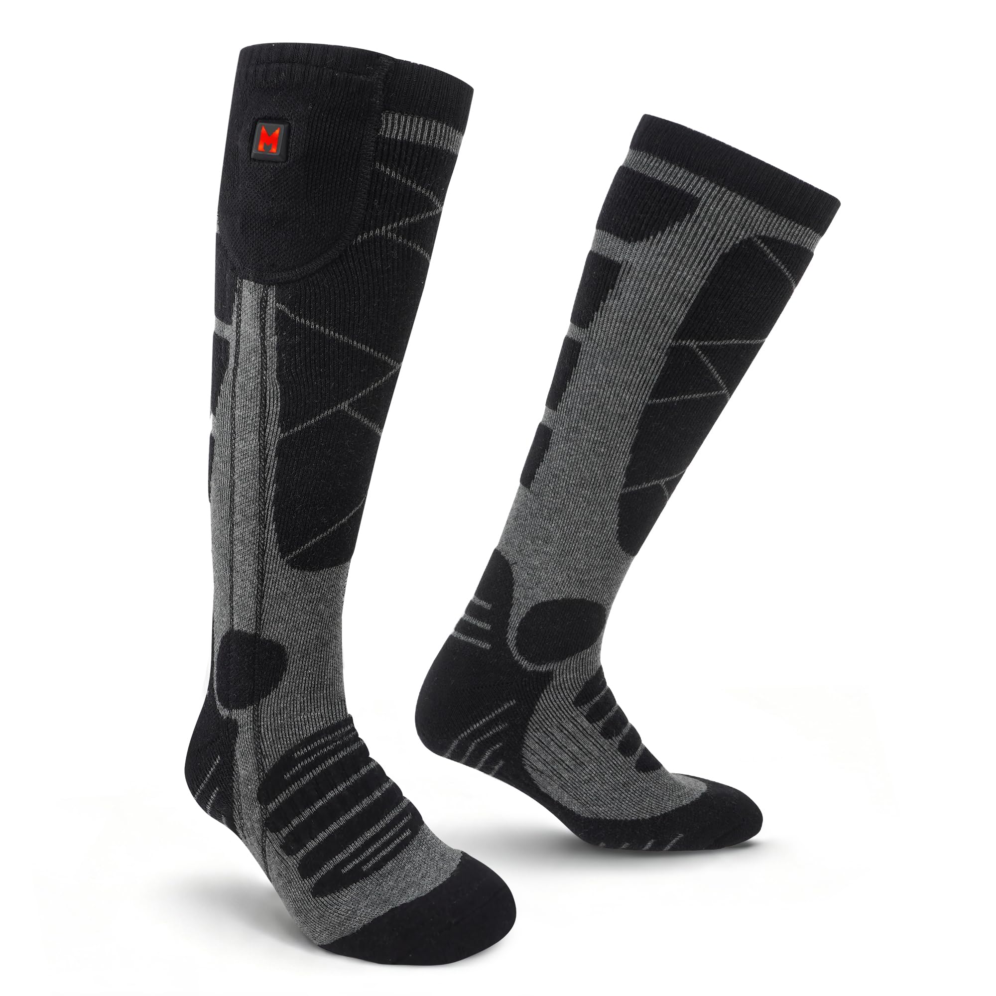 Beheizbare Socken für Herren Damen mit 6000mAh Akku | 6000 mAh Akku, bis zu 8,5 Stunden, 3 Heizstufen, volle Sohlenheizung