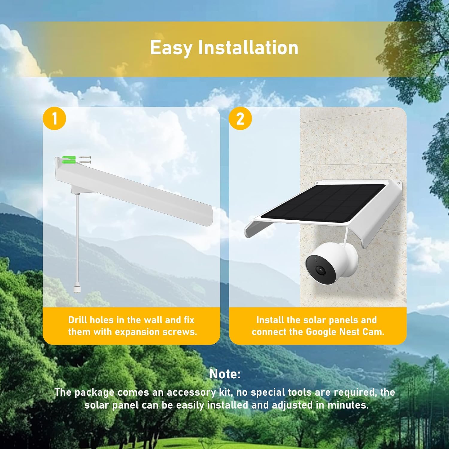 Solar Panel for Google Nest Camera Outdoor or Indoor(Battery-2nd Gen)