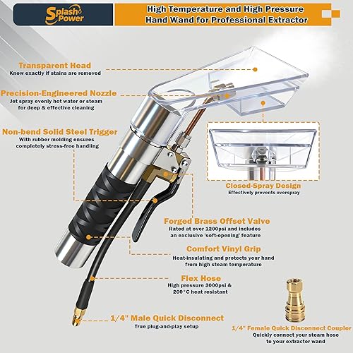Miniatura 2 de Varita de mano extractora de alfombras para limpieza de detalles de automóviles y tapicería, herramienta de pulverización cerrada para extractor