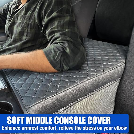 Center Console Cover for Nissan Titan 2004-2024, Jump Seat Only | Pet-Friendly, Anti-Scratch Armrest Cover, Non-Slip Fixed Fit, Reduce Elbow Fatigue, Easy Tool-Free Installation, Black