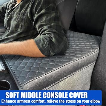 Center Console Cover for Nissan Titan 2004-2024, Jump Seat Only | Pet-Friendly, Anti-Scratch Armrest Cover, Non-Slip Fixed Fit, Reduce Elbow Fatigue, Easy Tool-Free Installation, Black