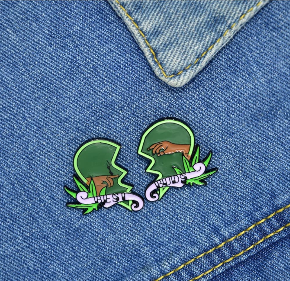 Green Splicing Love Broken Heart Enamel Pin Hand of God Meme Stoners Funny Title Best Buds Novelty Marijuana Cannabis 420 Weed Brooch Buttons Jewelry for Jackets Jeans Backpack Cloth Lapel Bag Hat Gift for Lovers Girl Women Boy Men Friends4