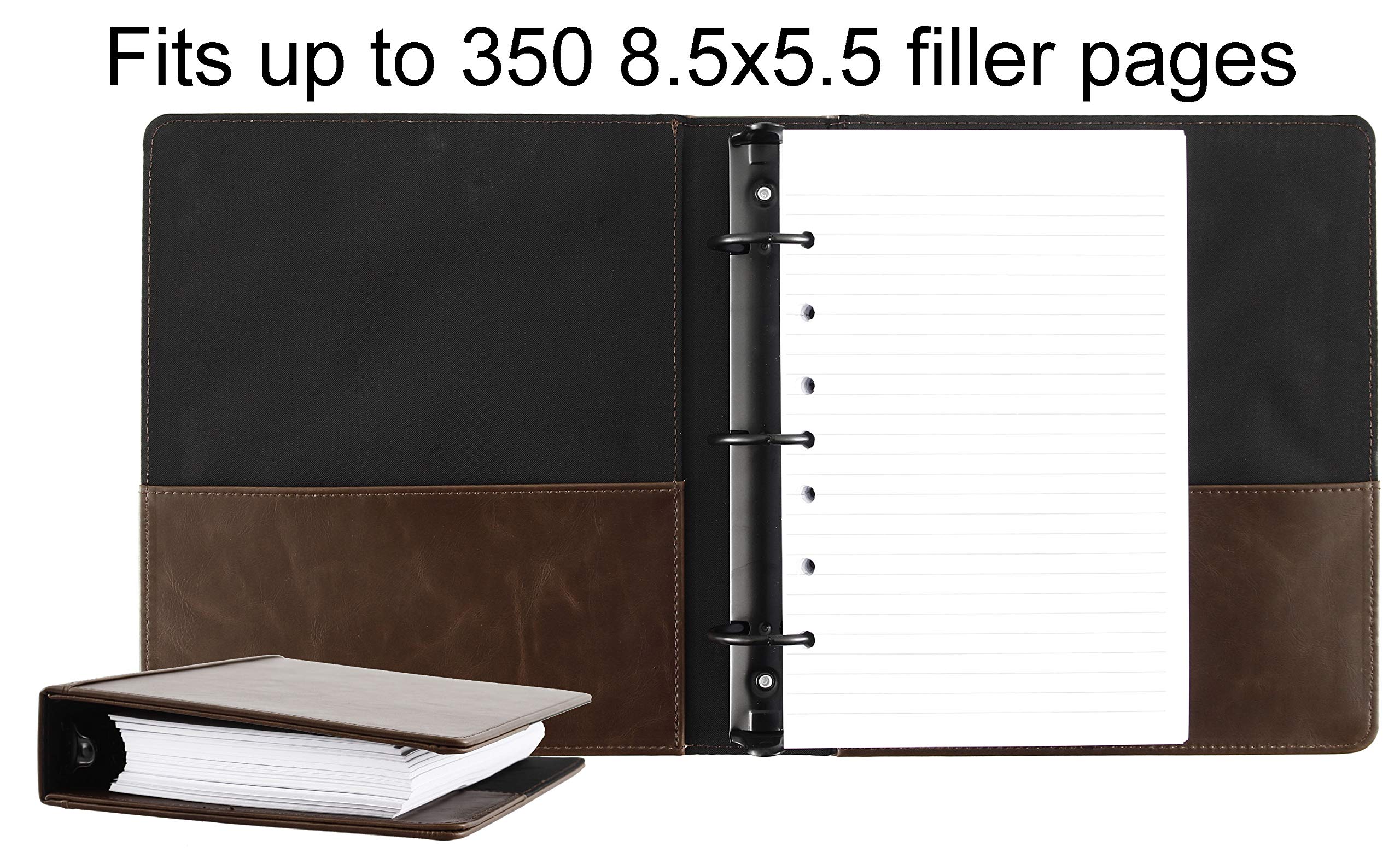 2Fold Supply Petit classeur de 3,8 cm à 3 anneaux de 24,1 x 20,3 cm en cuir synthétique vintage – Convient pour carnet de notes de 21,6 x 14 cm. Utilisation comme organisateur de papier, livre de