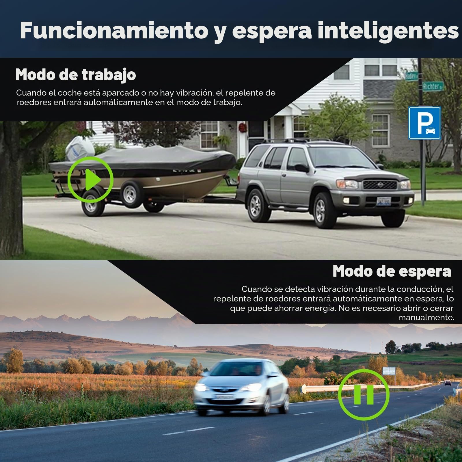 Ahuyentador de Ratones Ultrasónico para Coche, Repelente de Roedores para Coche, Repelente de Martas para Motor de Coche, Garaje, Ático, Alimentación - Batería Vehículo 12 V, Pila AA o USB