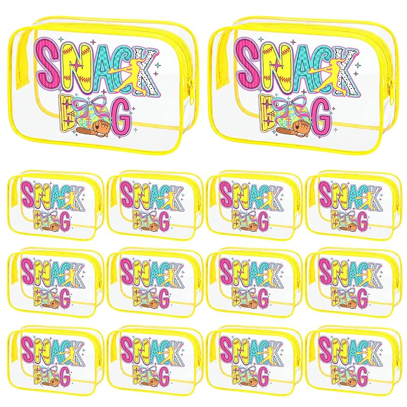 Sunnymove Necessaire Transparente de PVC com Estampa de Softball, Pacote com 12