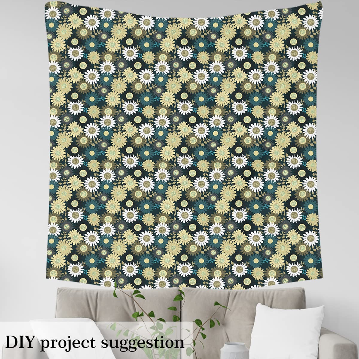 Tela impermeable con estampado de margaritas de The Yard amarillo blanco floral estilo rústico tela decorativa para tapicería y proyectos de bricolaje para el hogar, flores retro, tela de tapicería