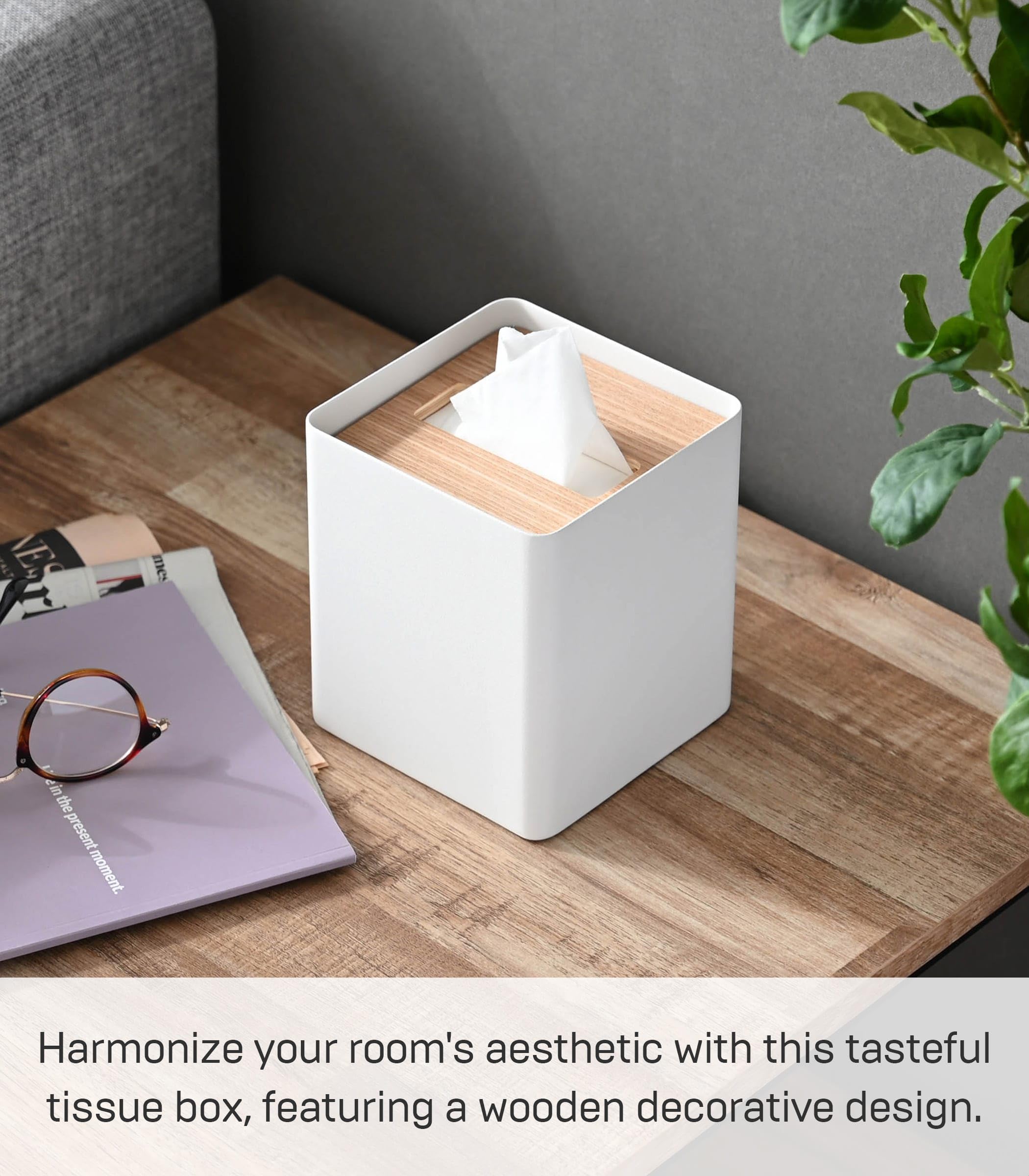 Amazon.com: Yamazaki Home Rin Reusable Tissue Box Cover Metal