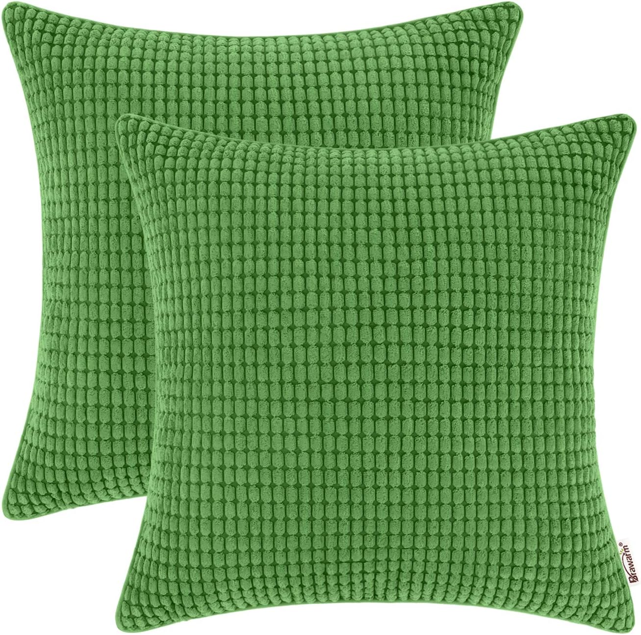 BRAWARM Forest Green Corduroy Corn Throw Pillow Covers 22 X