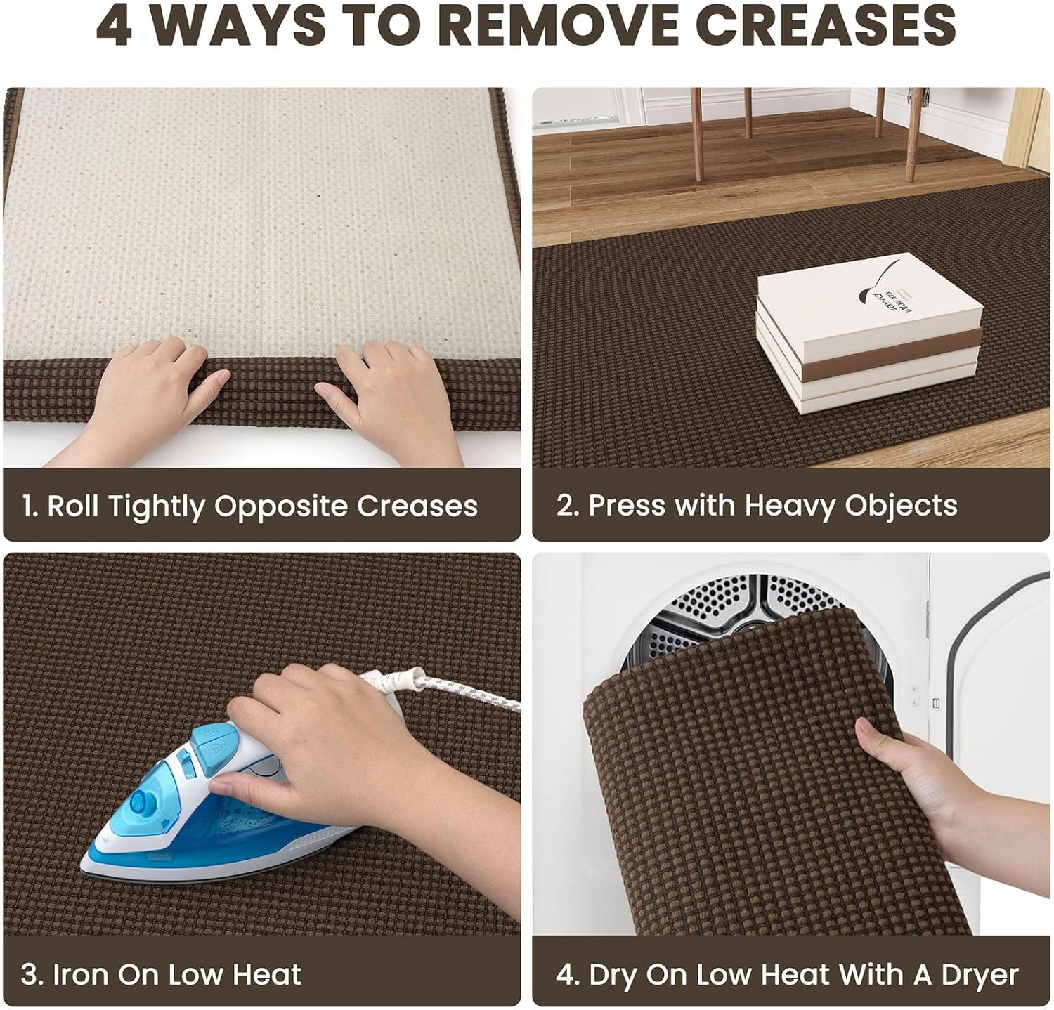 Braided Runner Rug 2x6 Ft Washable Runners for Hallways Non Slip Rubber Backed Kitchen Runners Cotton Entryway Runner Indoor, Woven Floor Carpet for Hall Kitchen Bedroom, Brown